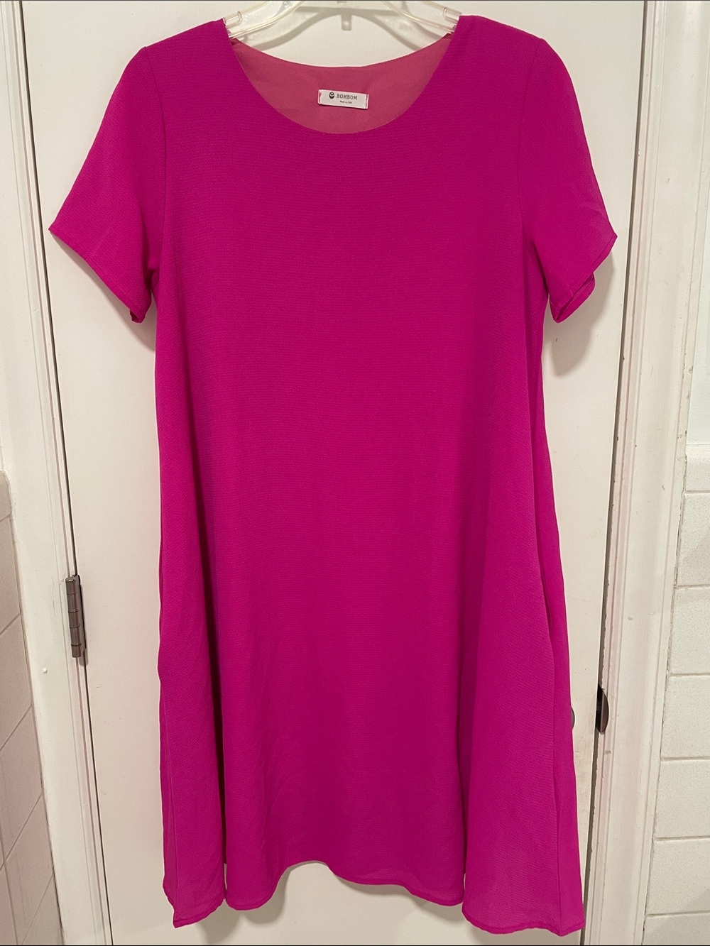 Bold Fuchsia Short-Sleeve Swing Dress by Worth
